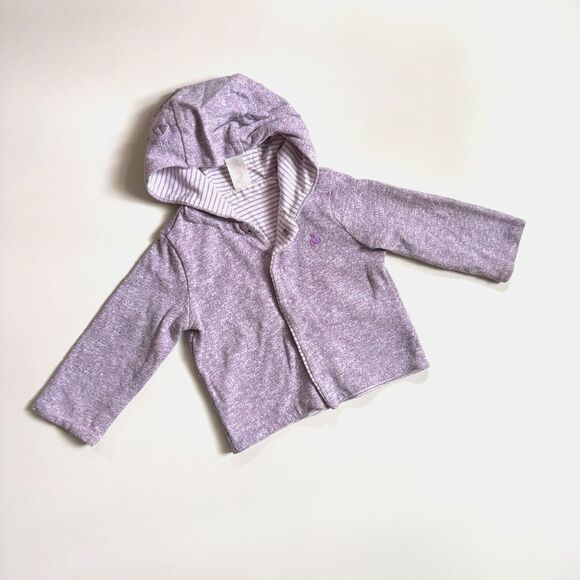 Baby Gap Reversible Purple Striped Bear Jacket 6-12 Months - Picture 1 of 3